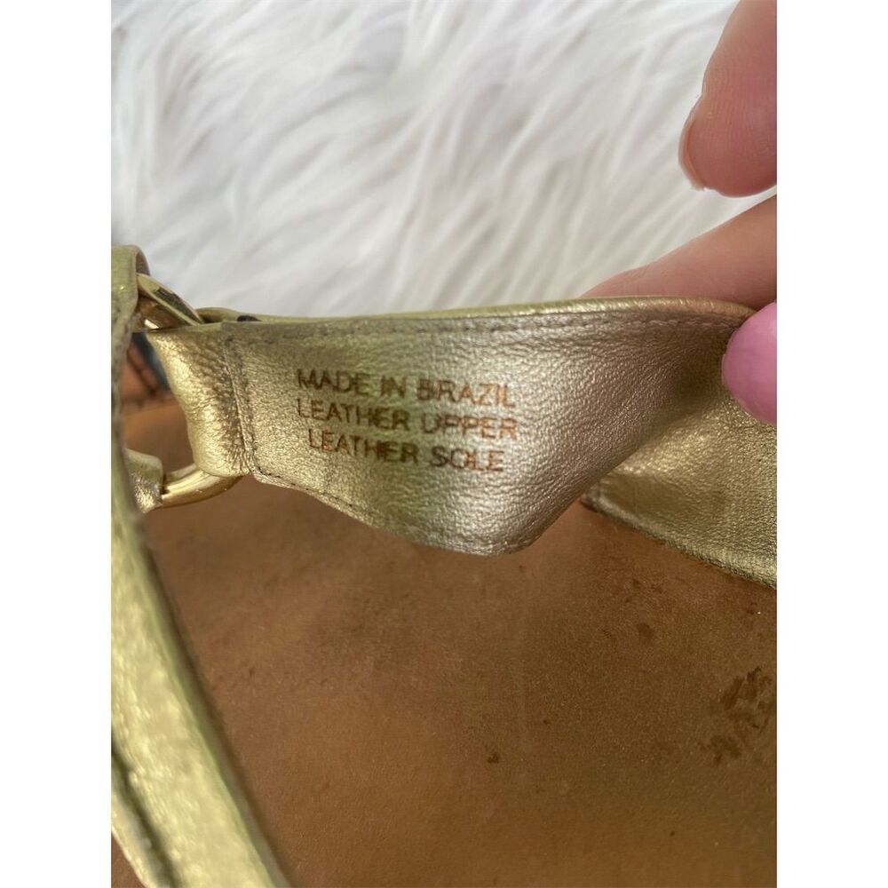 Lilly Pulitzer Women's Gold Leather Thong Sandals Size 8 Casual Summer - Picture 4 of 5